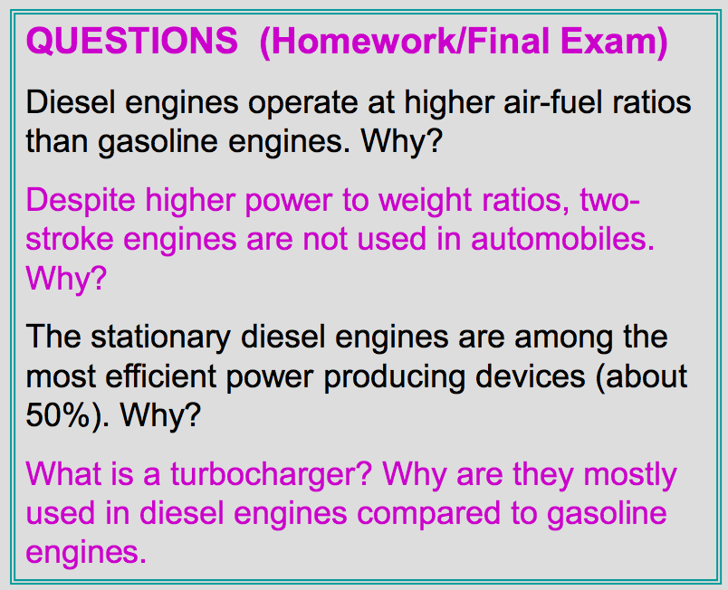 Solved Diesel Engines Operate At Higher Airfuel Ratios T...
