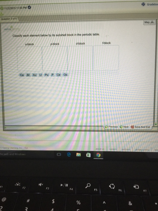 Solved Classity each element below by its subshell block in