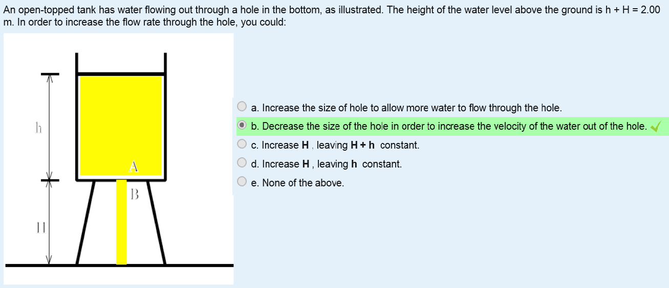 Solved An open topped tank has water flowing out through a Chegg