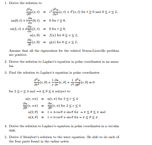 Solved Derive the solution to partial | Chegg.com