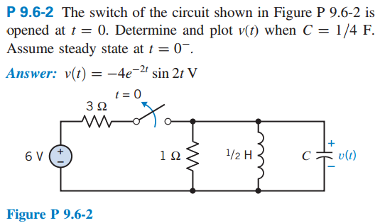 Solved P 9.6-2 The switch of the circuit shown in Figure P | Chegg.com