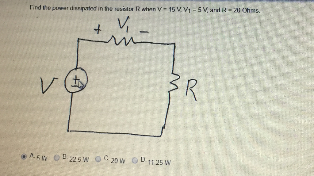 Solved Find The Power Dissipated In The Resistor R When V = | Chegg.com