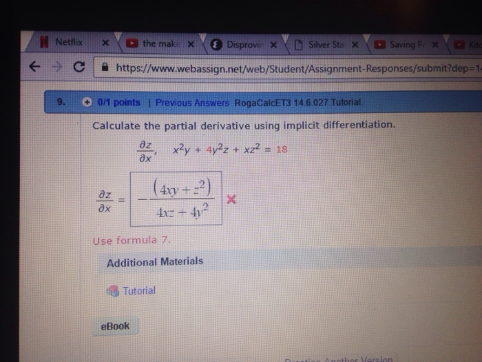 Solved Calculate The Partial Derivative Using Implicit 5810