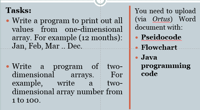 Solved Tasks: Write a program to print out all values from | Chegg.com