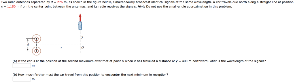 Solved Two radio antennas separated by d 276 m, as shown in | Chegg.com