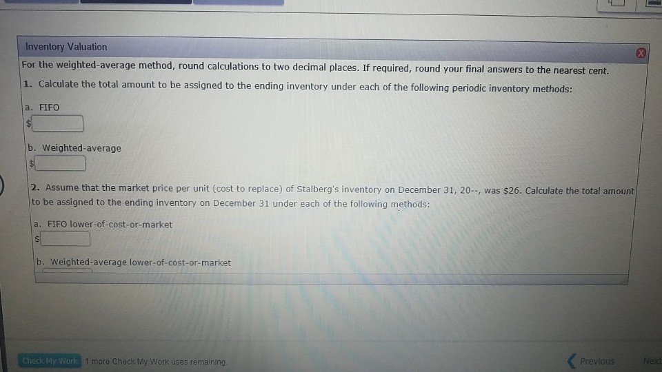 Solved eBook Calculator Instructions Inventory Valuation