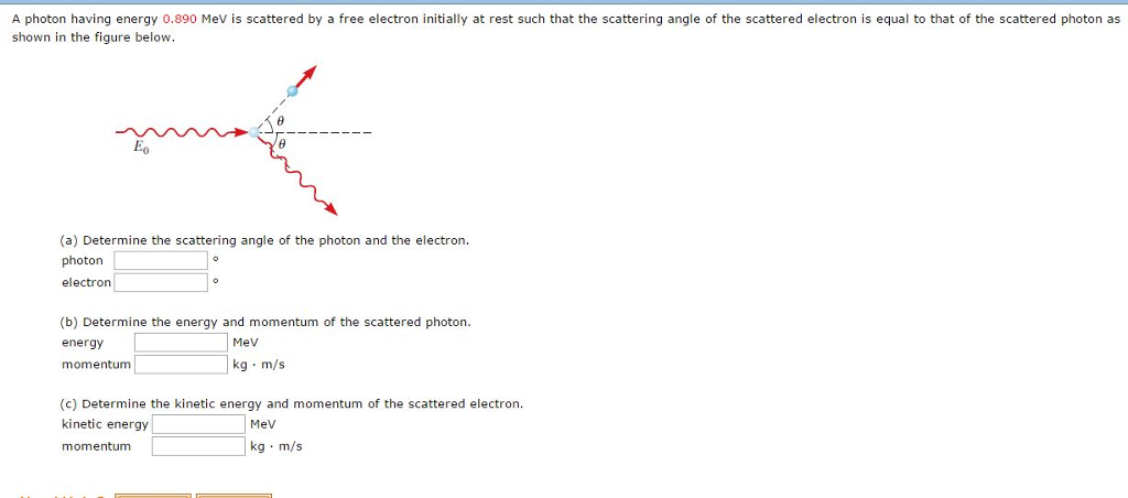 Solved A photon having energy 0.890 MeV is scattered by a | Chegg.com