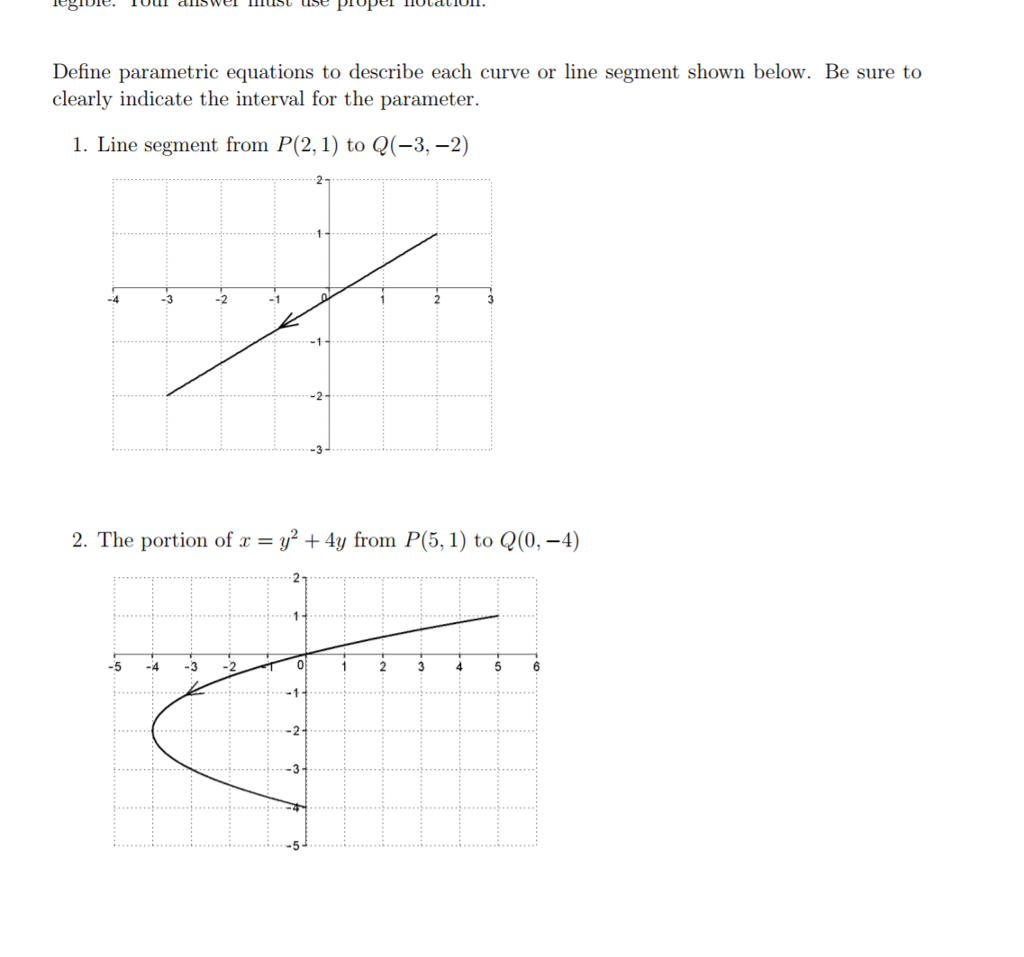 Solved Define Parametric Equations To Describe Each Curve Or 