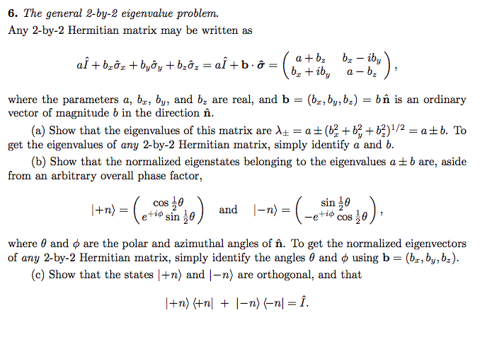 Solved Any 2-by-2 Hermitian Matrix May Be Written As AI^+ | Chegg.com