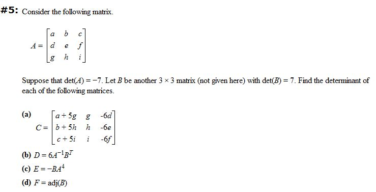 Solved Consider the following matrix. Suppose that det(vi) | Chegg.com