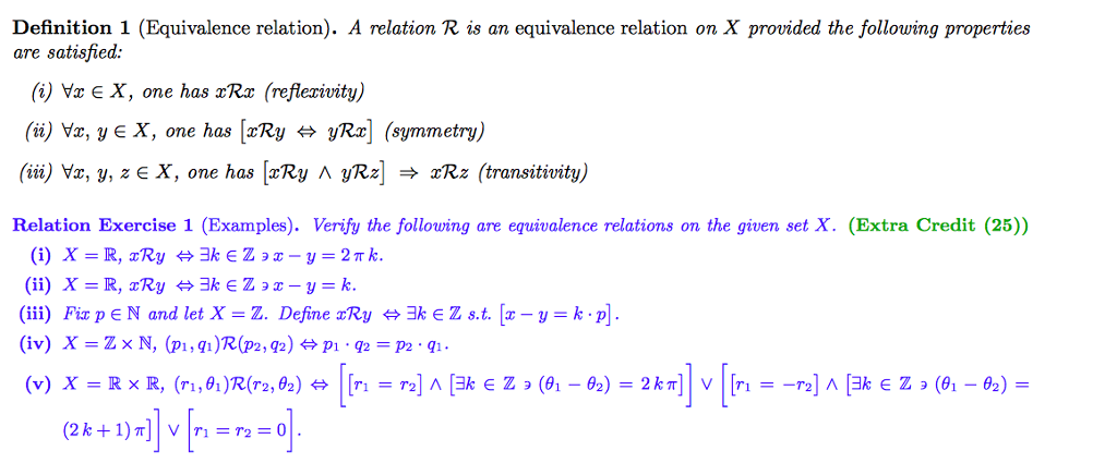 examples of equivalence relationships
