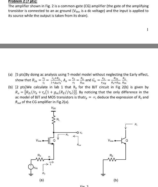 Solved 2 pts Problem pts The amplifier shown in Fig. 2 is a | Chegg.com