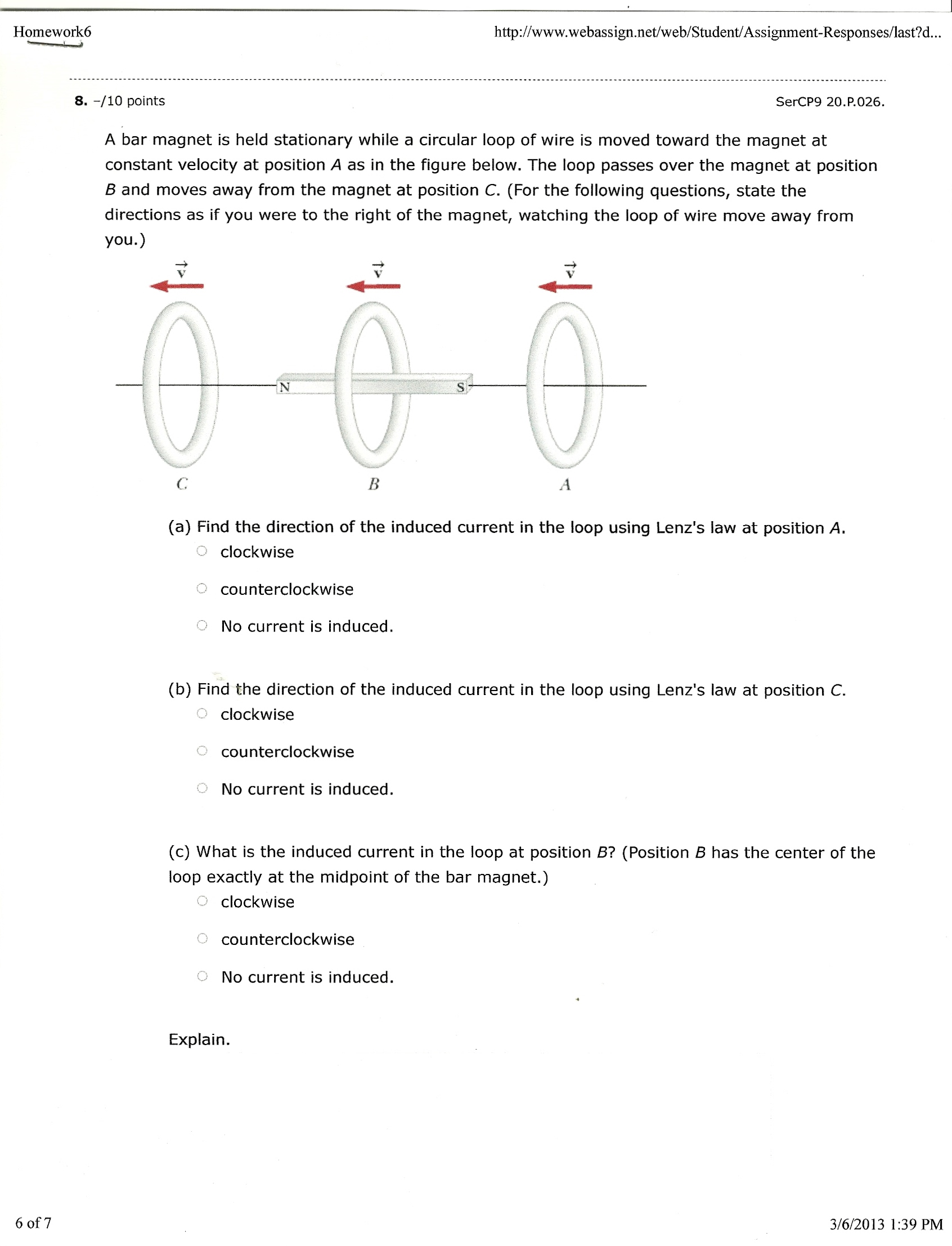 Solved A bar is held stationary while a circular loop