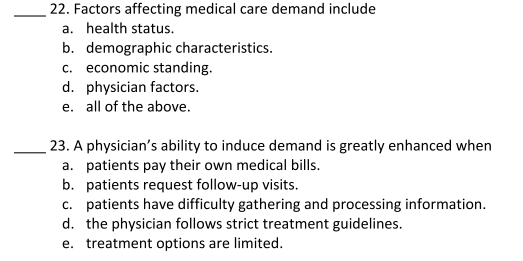 Solved Factors Affecting Medical Care Demand Include Heal