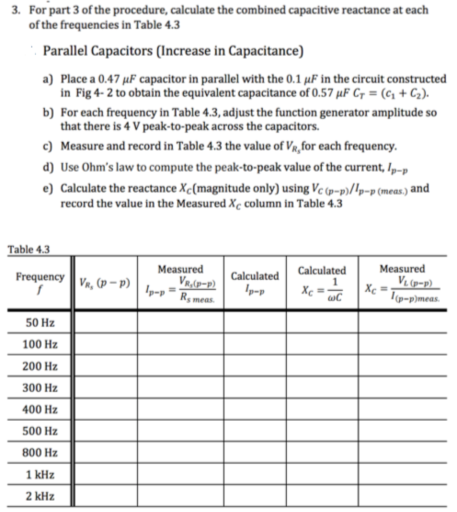 Solved For part 3 of the procedure, calculate the combined