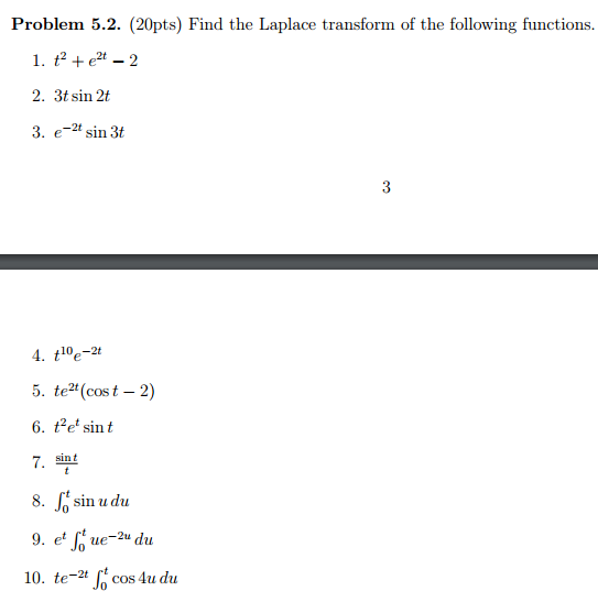 Solved Find The Laplace Transform Of The Following