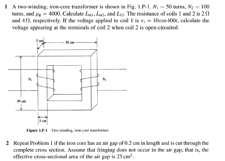 Solved A twowinding, ironcore transformer is shown in Fig.