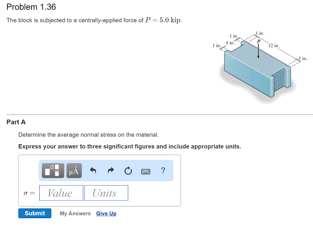 Solved The block is subjected to a centrallyapplied force