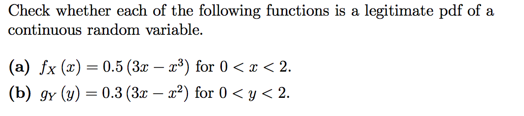 Solved Check whether each of the following functions is a | Chegg.com