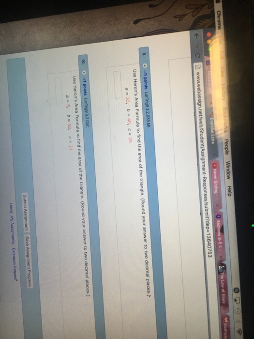 Solved: Use Heron's Area Formula To Find The Area Of The T… | Chegg.com