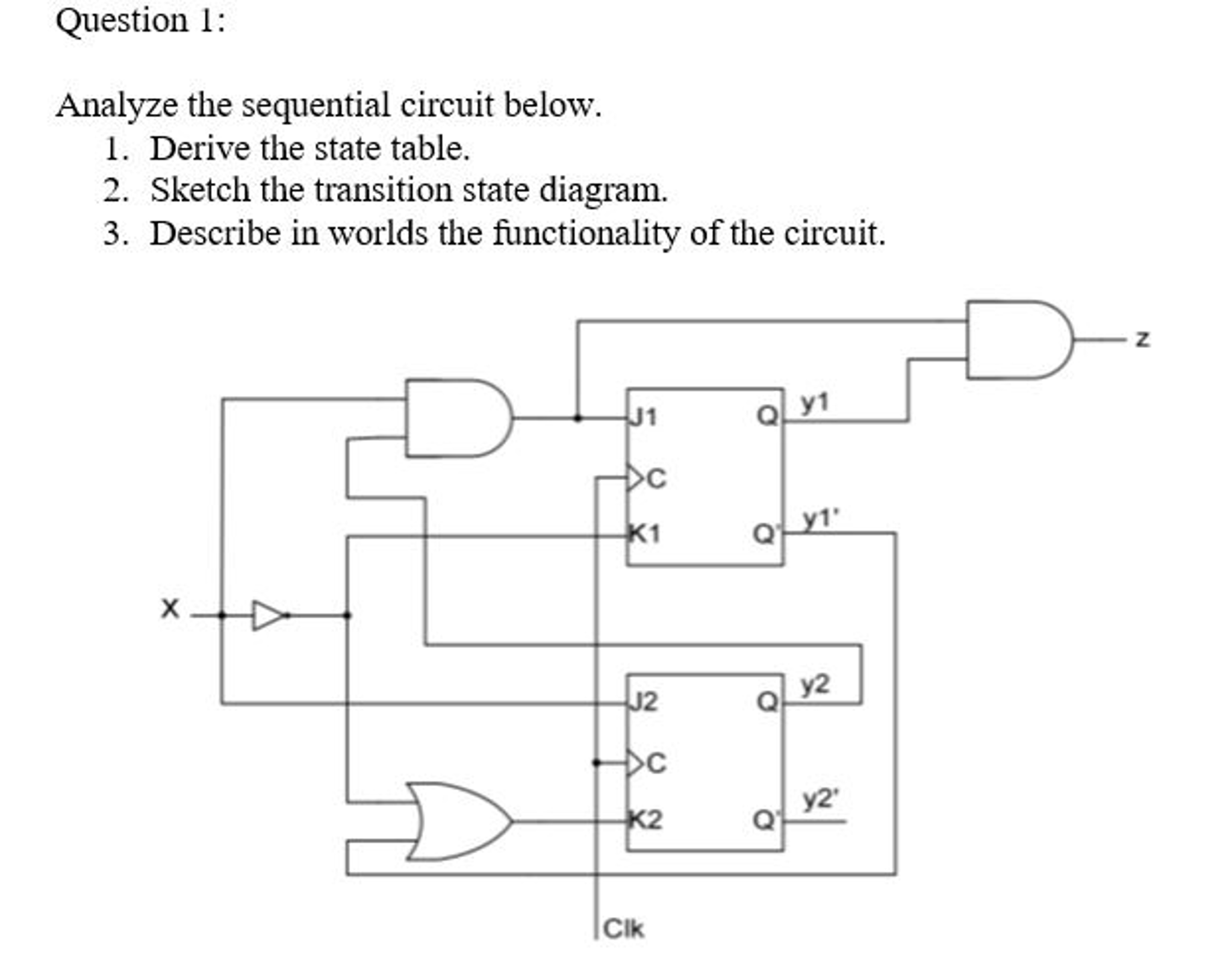 Analyze the sequential circuit below. Derive the | Chegg.com