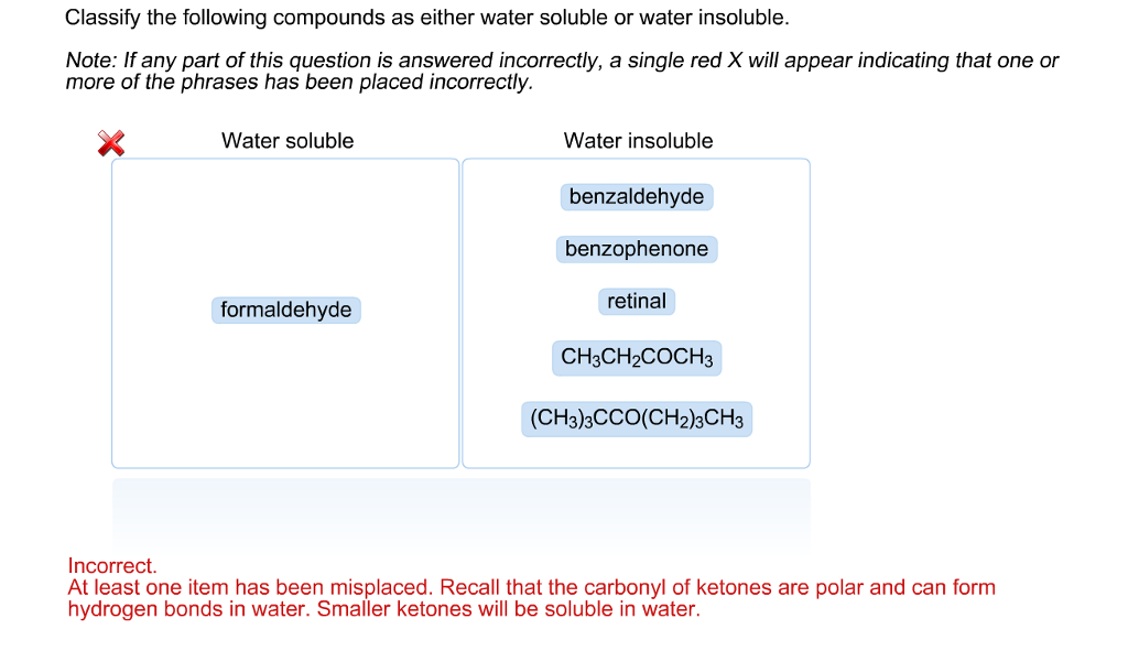 Solved Classify the following compounds as either water
