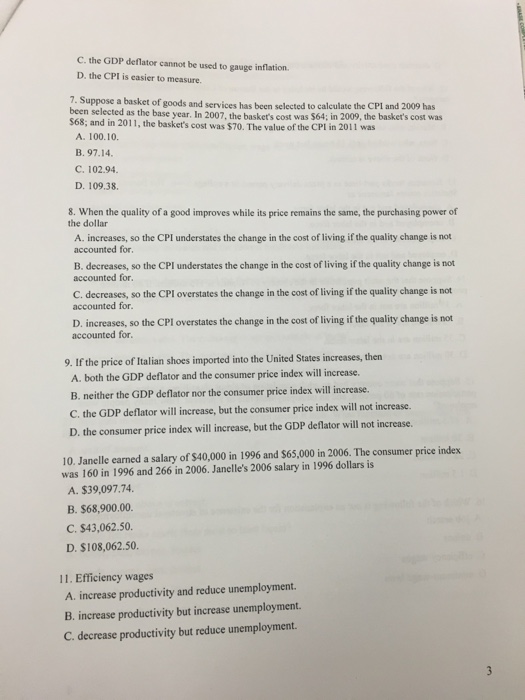 Solved Suppose a basket of goods and services has been