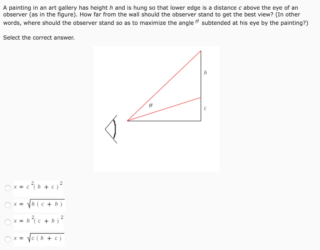 Solved A painting in an art gallery has height h and is hung