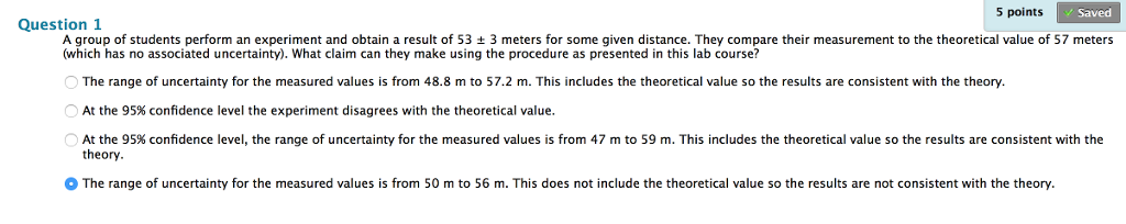 Solved A group of students perform an experiment and obtain | Chegg.com