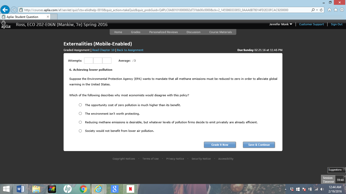 Solved Suppose the Environmental Protection Agency (EPA)