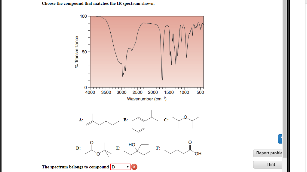 Choose The Compound That Matches The Ir Spectrum Shown.