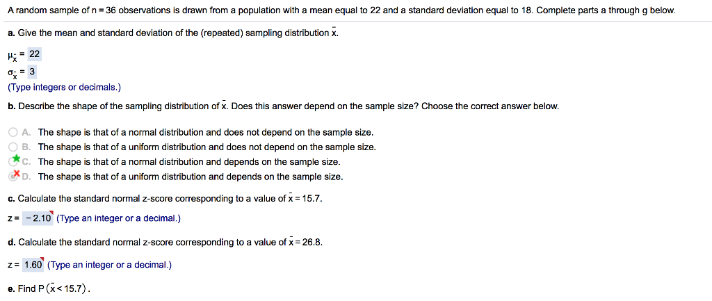 Solved A random sample of n 36 observations is drawn from a | Chegg.com