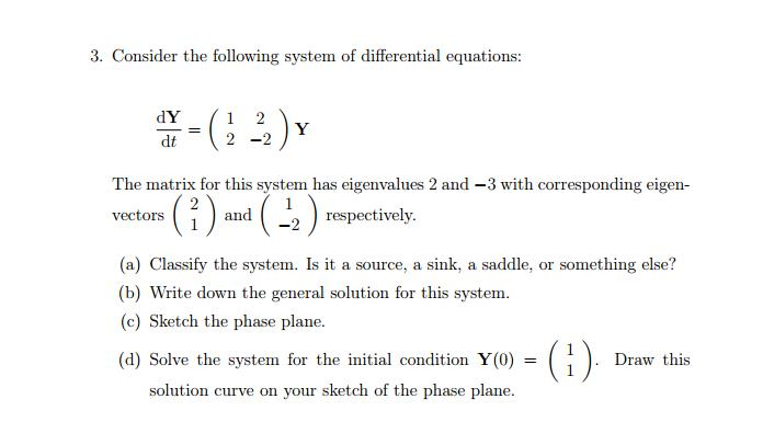 Solved Consider the following system of differential | Chegg.com