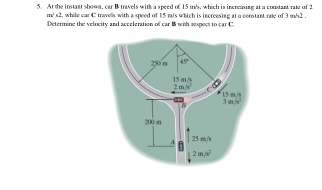 Solved At the instant shown, car B travels with a speed of | Chegg.com