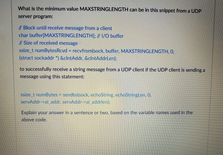 Solved What is the minimum value MAXSTRINGLENGTH can be in | Chegg.com