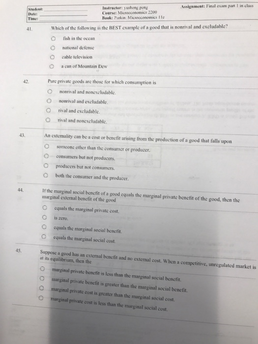 Solved Which of the following is the BEST example of a good