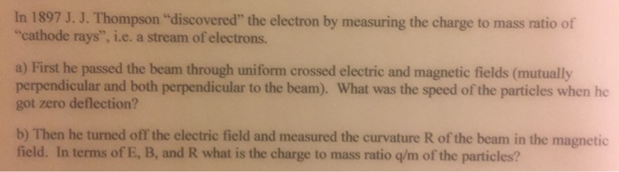 Solved In 1897 J. J. Thompson 