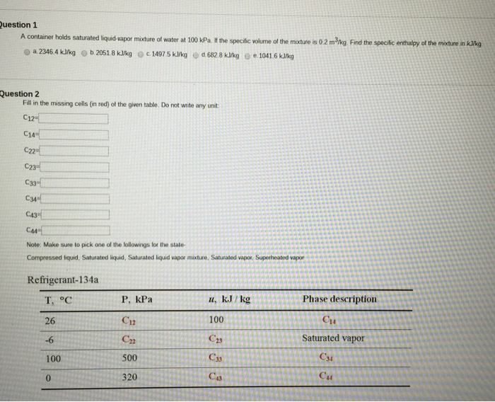 Solved A container holds saturated liquid vapor mixture of | Chegg.com