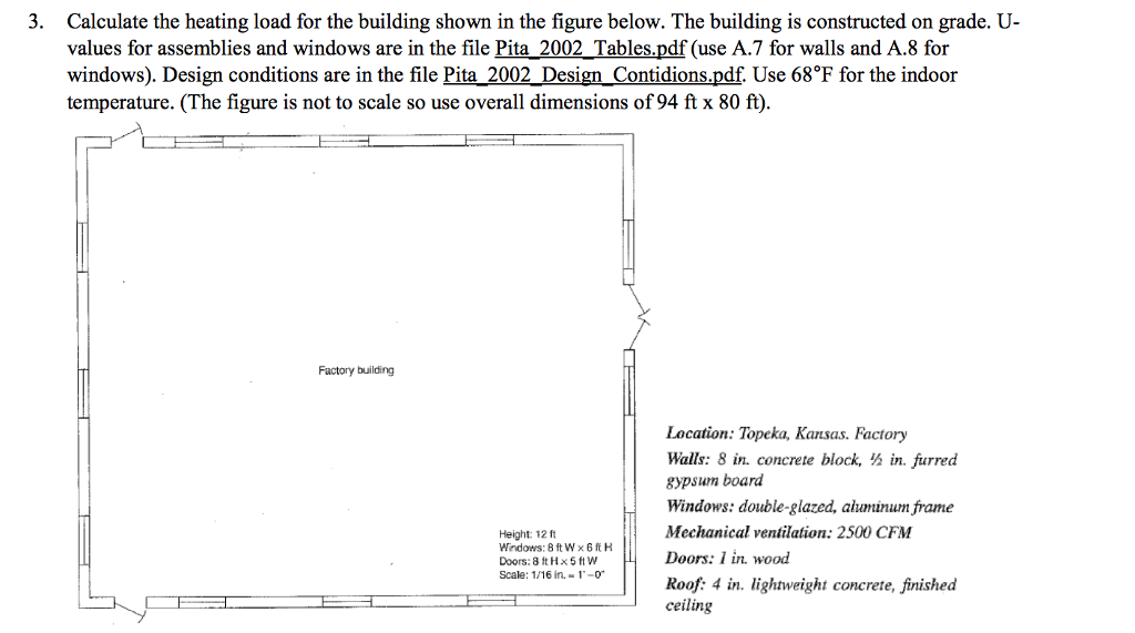 Solved 3. Calculate the heating load for the building shown | Chegg.com
