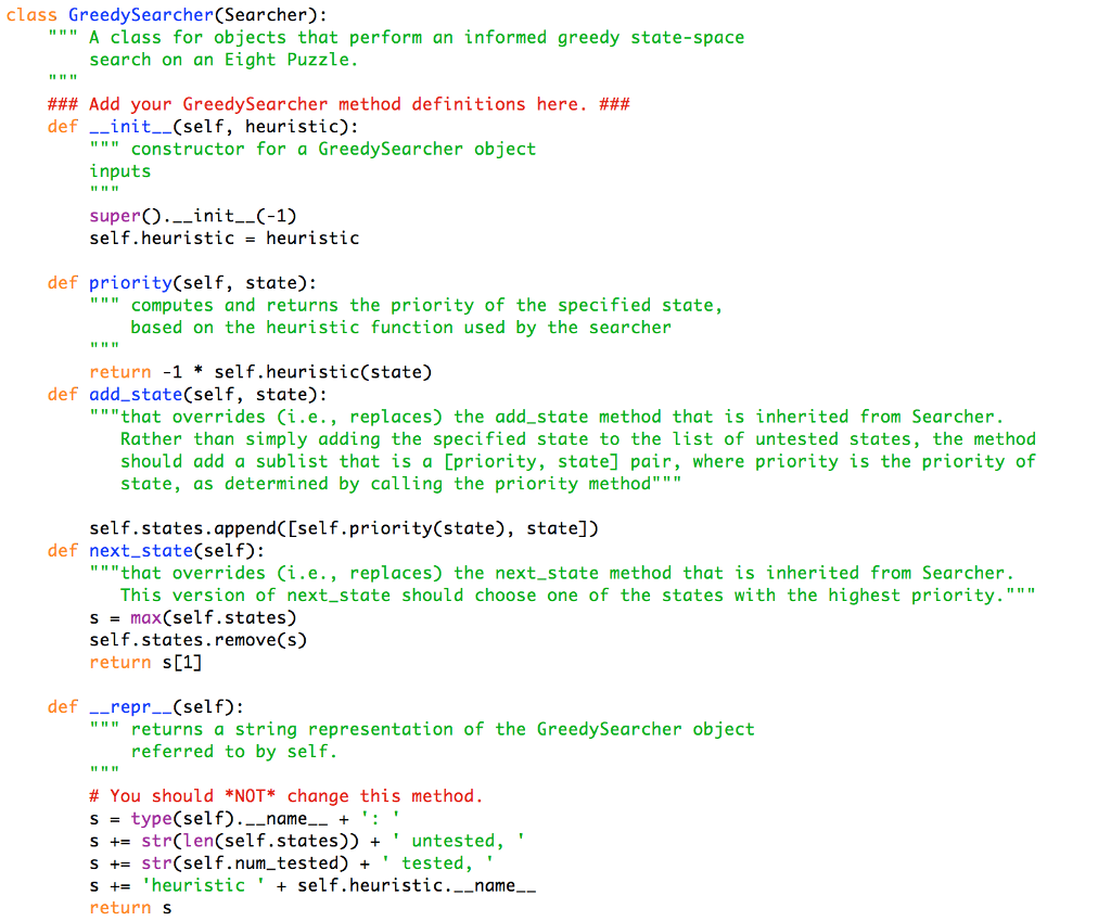 d. Add a new heuristic function h1(state) that takes | Chegg.com