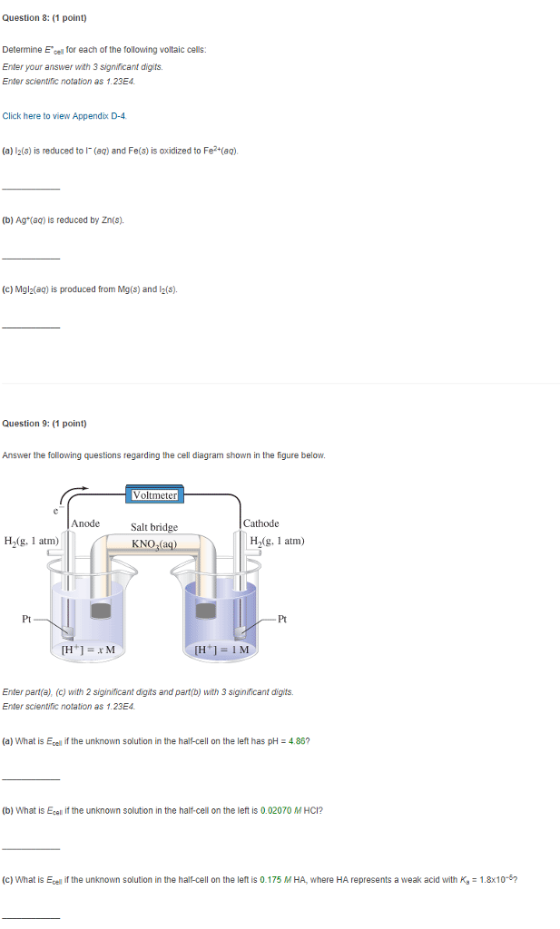 Solved Determine E_cell For Each Of The Following Voltaic | Chegg.com