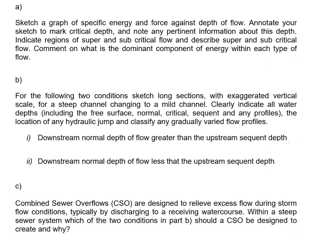 Solved a) Sketch a graph of specific energy and force | Chegg.com