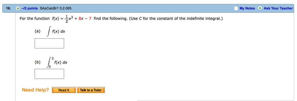 Solved For the function f(x) = 1/2 x^3 + 8x - 7 find the | Chegg.com