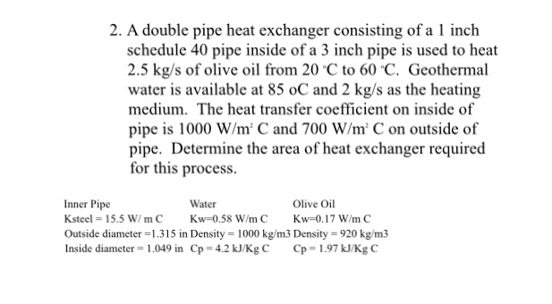 solved-a-double-pipe-heat-exchanger-consisting-of-a-1-inch-chegg