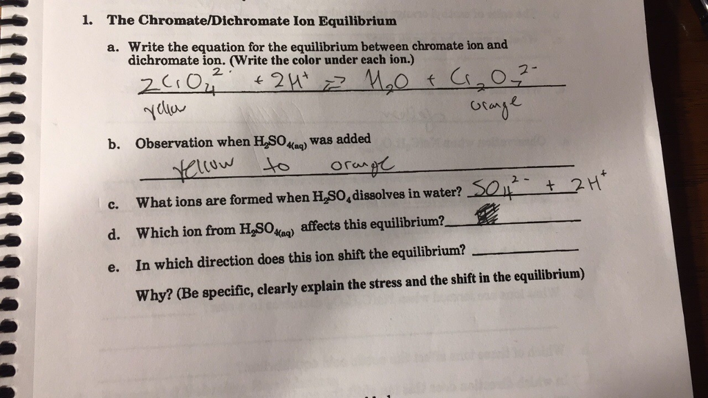 chromate dichromate equilibrium experiment