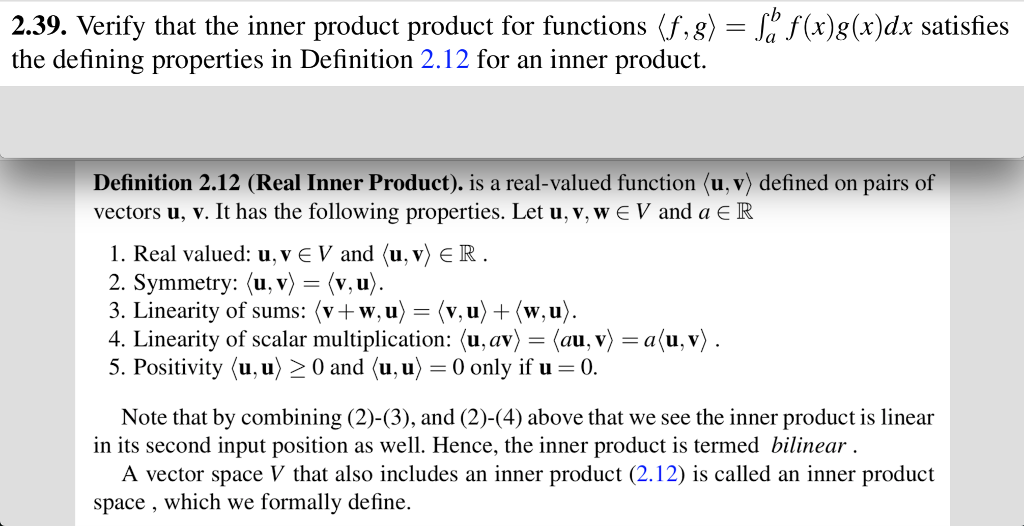 Solved 2.39. Verify That The Inner Product Product For | Chegg.com