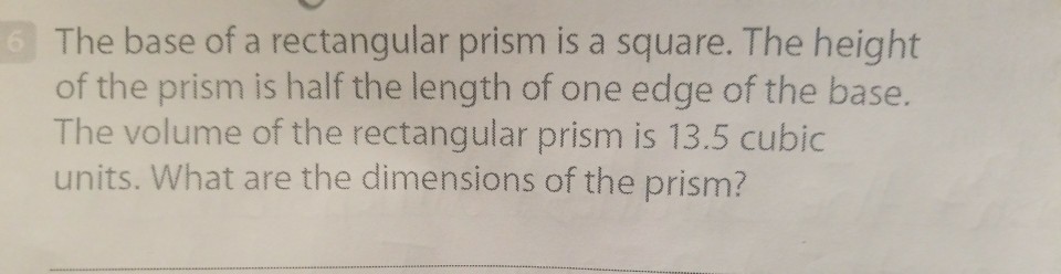 volume of rectangular prism square base