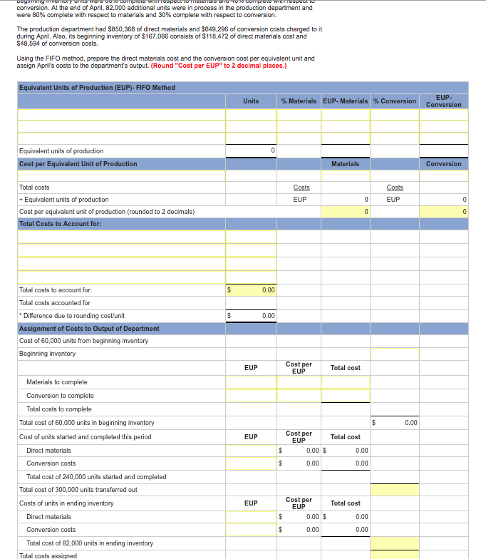 Solved t and conversion. At the end of April, 82,000 | Chegg.com