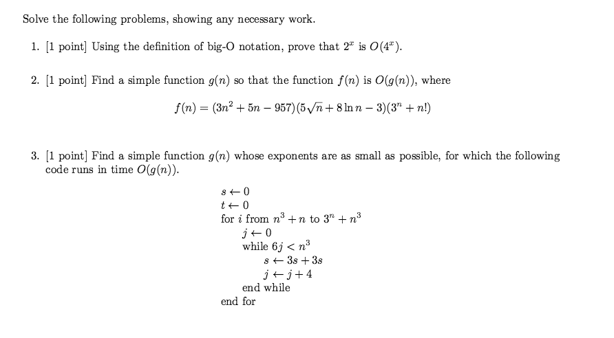 Solved Using the definition of big O notation prove that Chegg