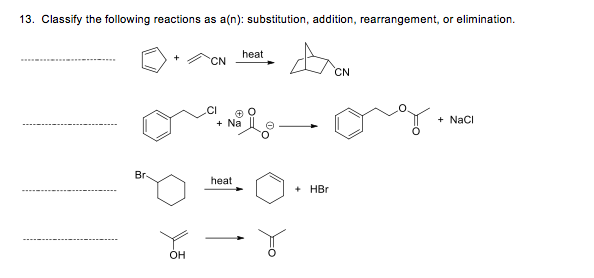 Solved 13. Classify the following reactions as a(n): | Chegg.com